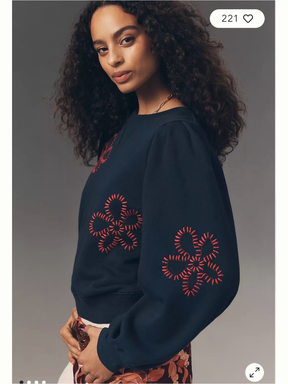 Anthropologie Rails Tiffany Embroidered Crew-Neck Sweatshirt